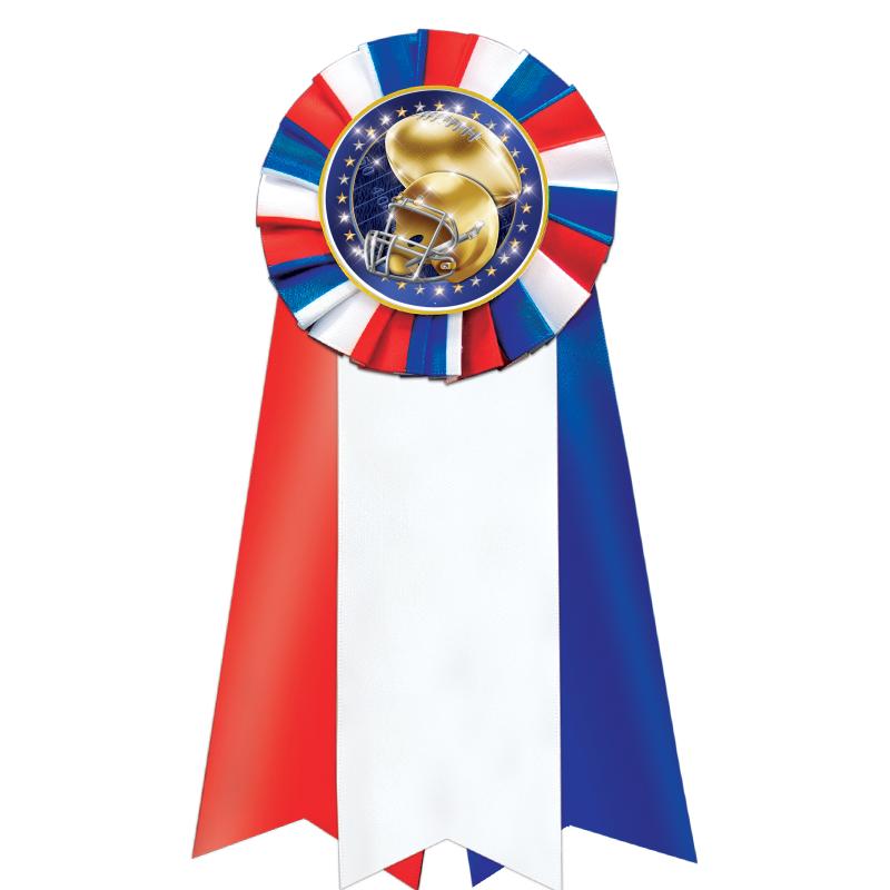 7"JUMBO RD/WH/BLUE MYL ROSETTE