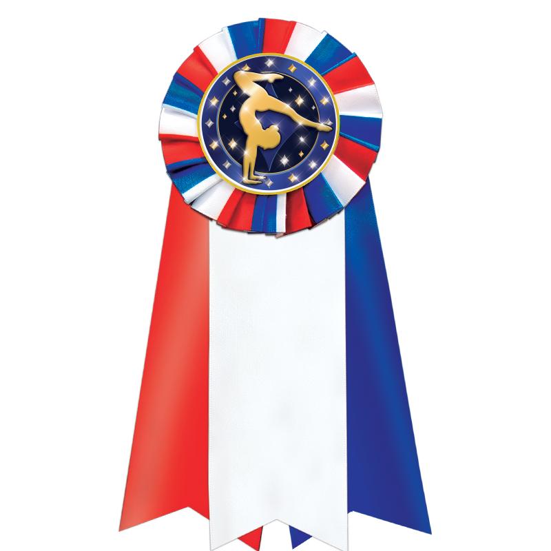 7"JUMBO RD/WH/BLUE MYL ROSETTE