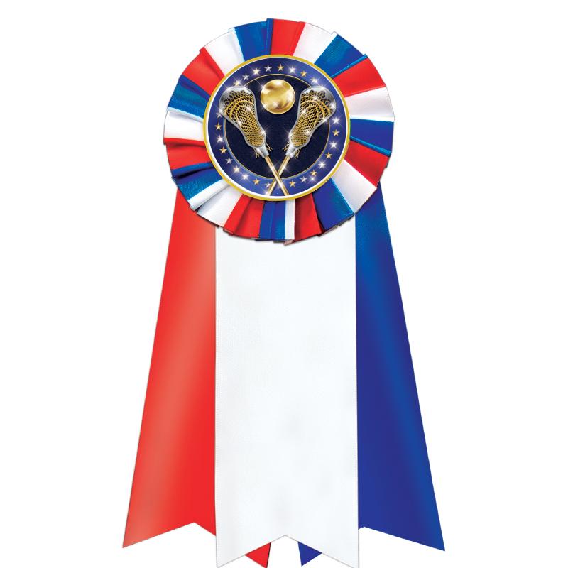 7"JUMBO RD/WH/BLUE MYL ROSETTE