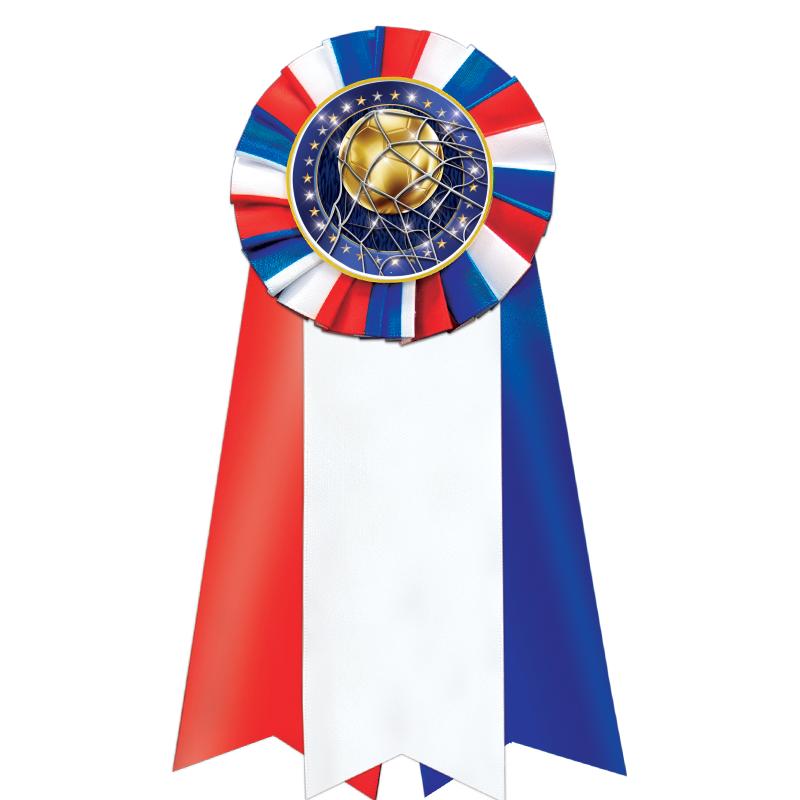 7"JUMBO RD/WH/BLUE MYL ROSETTE