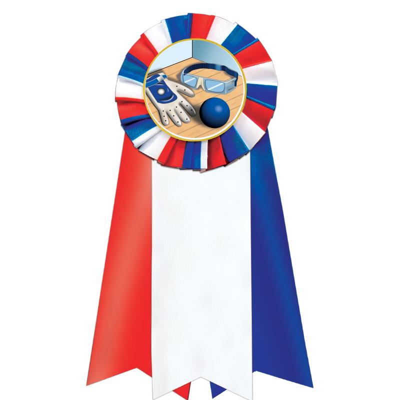 7"JUMBO RD/WH/BLUE MYL ROSETTE