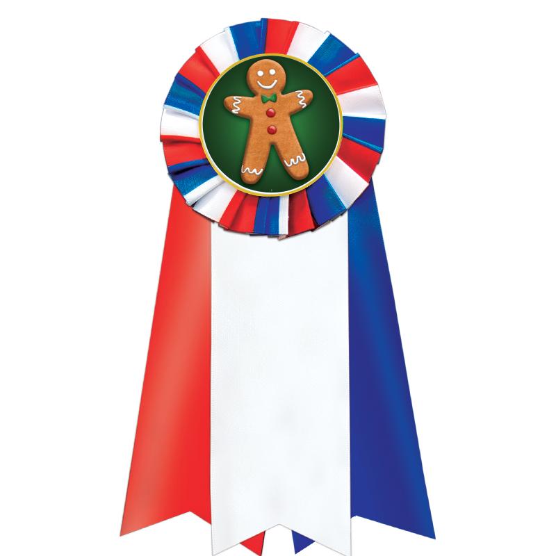 7"JUMBO RD/WH/BLUE MYL ROSETTE