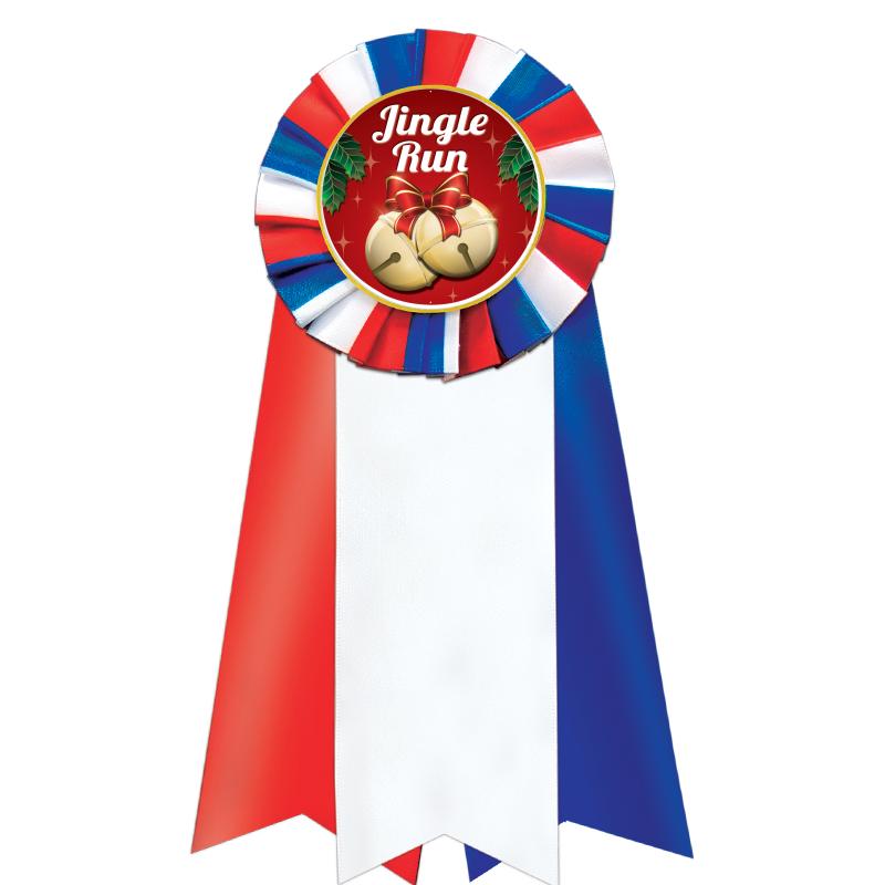 7"JUMBO RD/WH/BLUE MYL ROSETTE