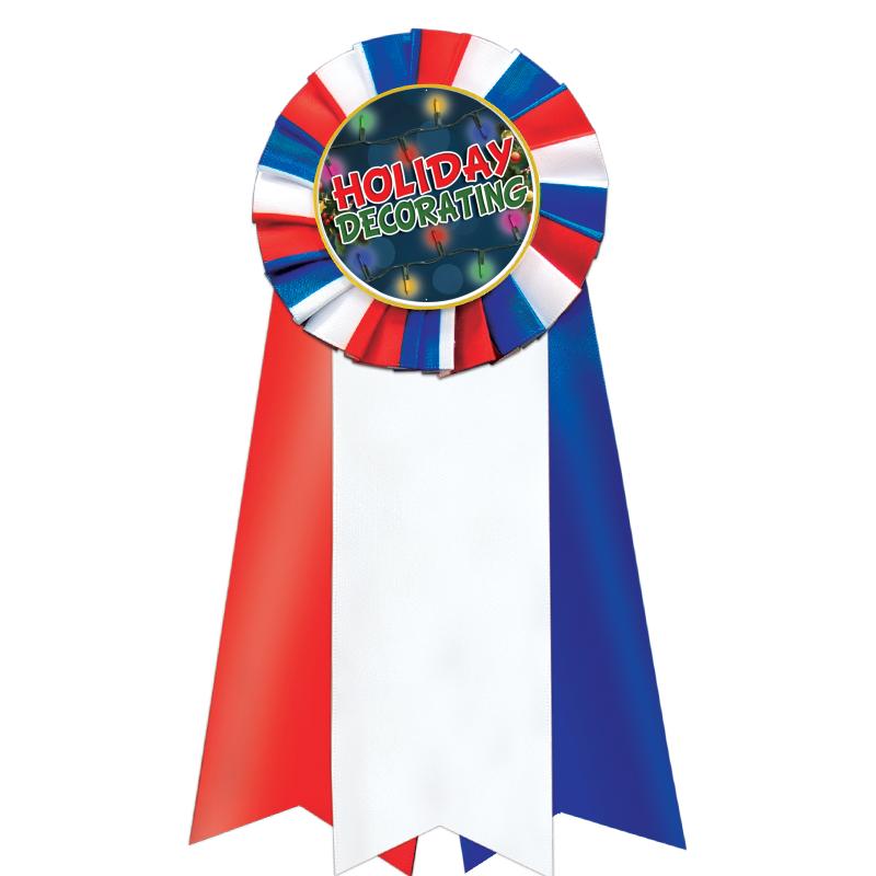 7"JUMBO RD/WH/BLUE MYL ROSETTE