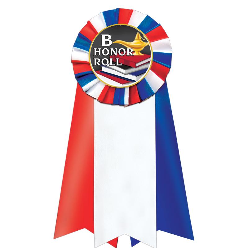 7"JUMBO RD/WH/BLUE MYL ROSETTE