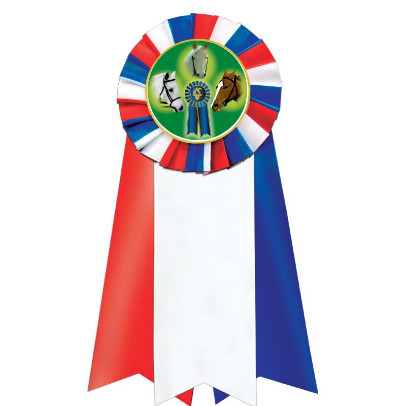 7"JUMBO RD/WH/BLUE MYL ROSETTE