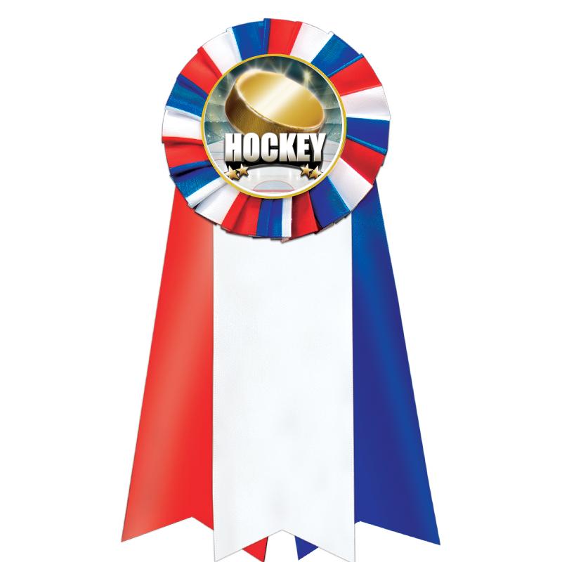 7"JUMBO RD/WH/BLUE MYL ROSETTE