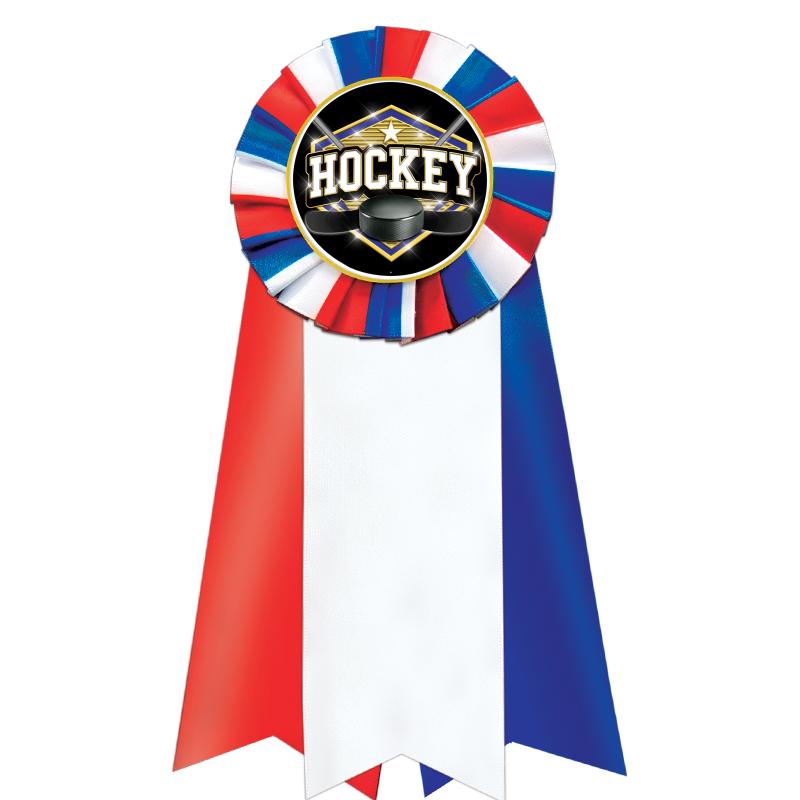 7"JUMBO RD/WH/BLUE MYL ROSETTE