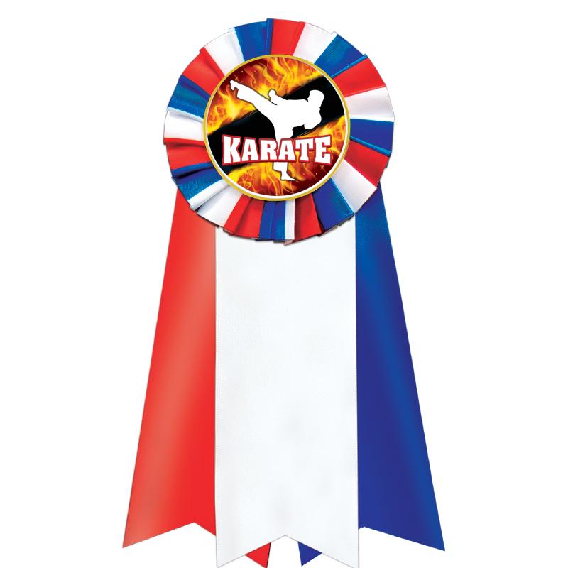 7"JUMBO RD/WH/BLUE MYL ROSETTE