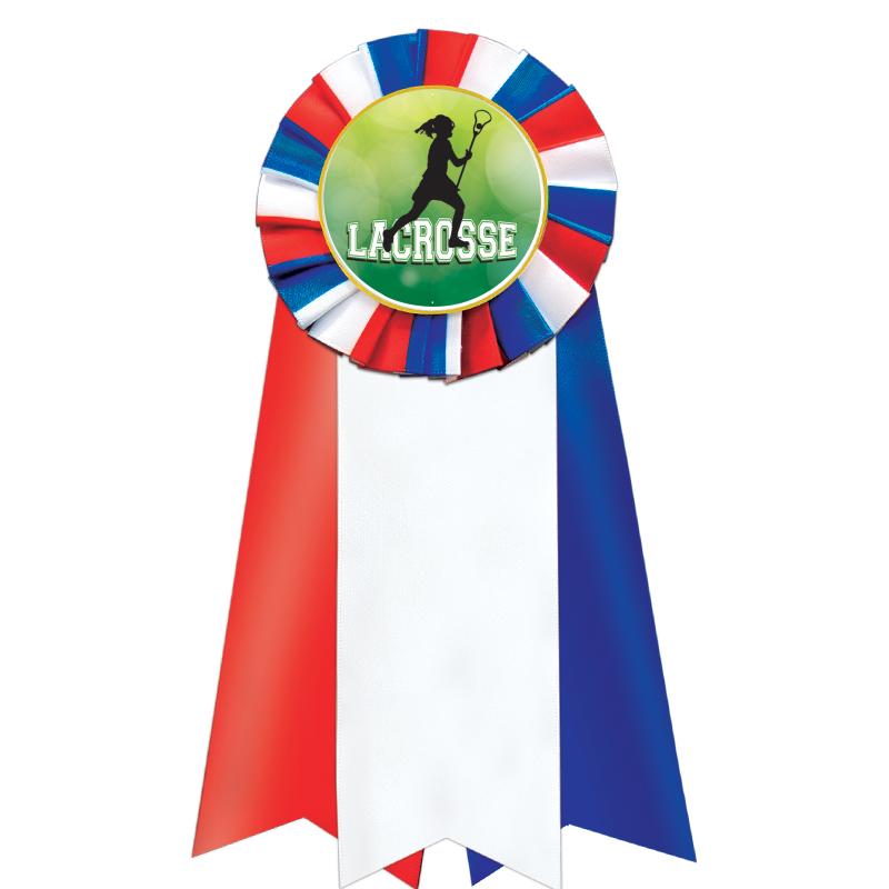 7"JUMBO RD/WH/BLUE MYL ROSETTE