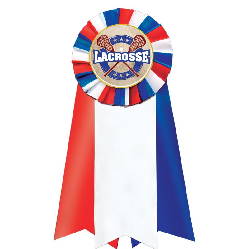 7"JUMBO RD/WH/BLUE MYL ROSETTE