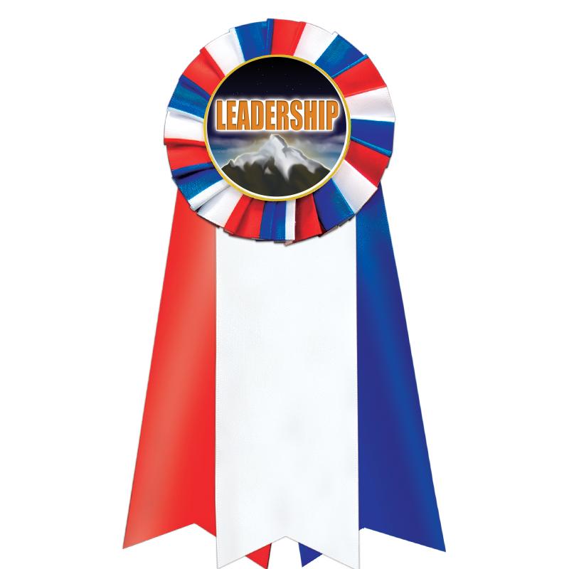 7"JUMBO RD/WH/BLUE MYL ROSETTE