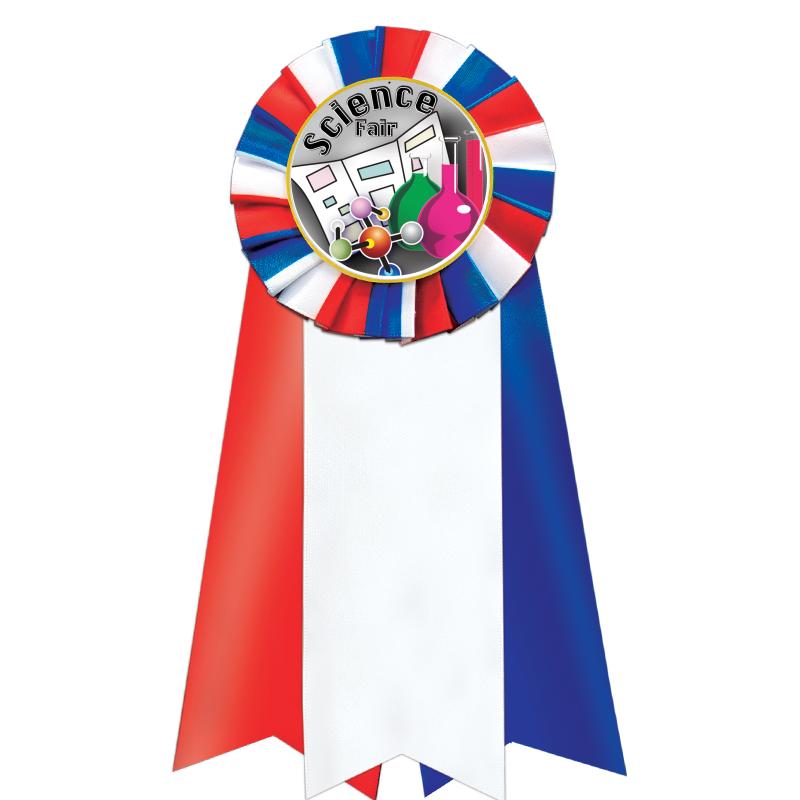 7"JUMBO RD/WH/BLUE MYL ROSETTE