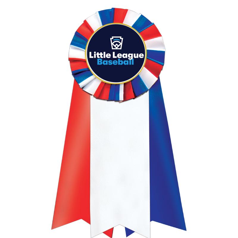 7"JUMBO RD/WH/BLUE MYL ROSETTE