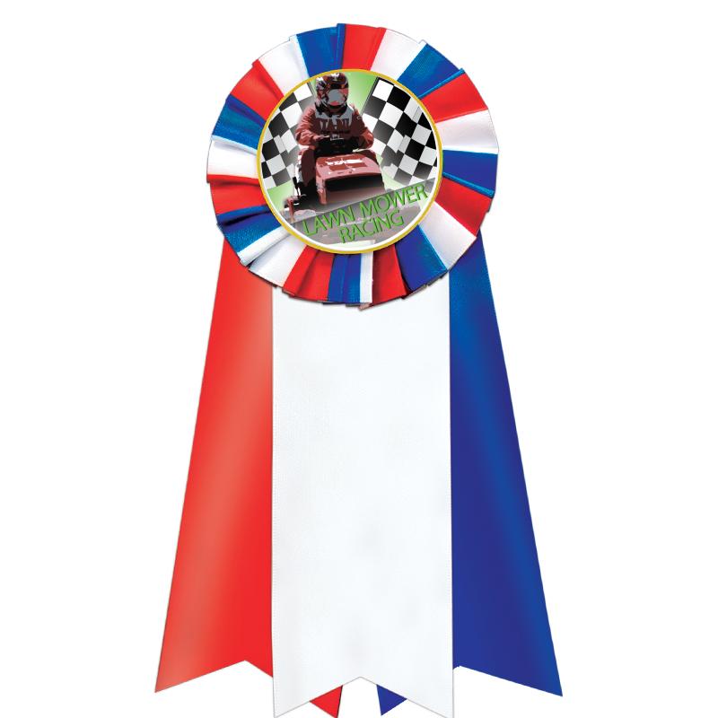 7"JUMBO RD/WH/BLUE MYL ROSETTE