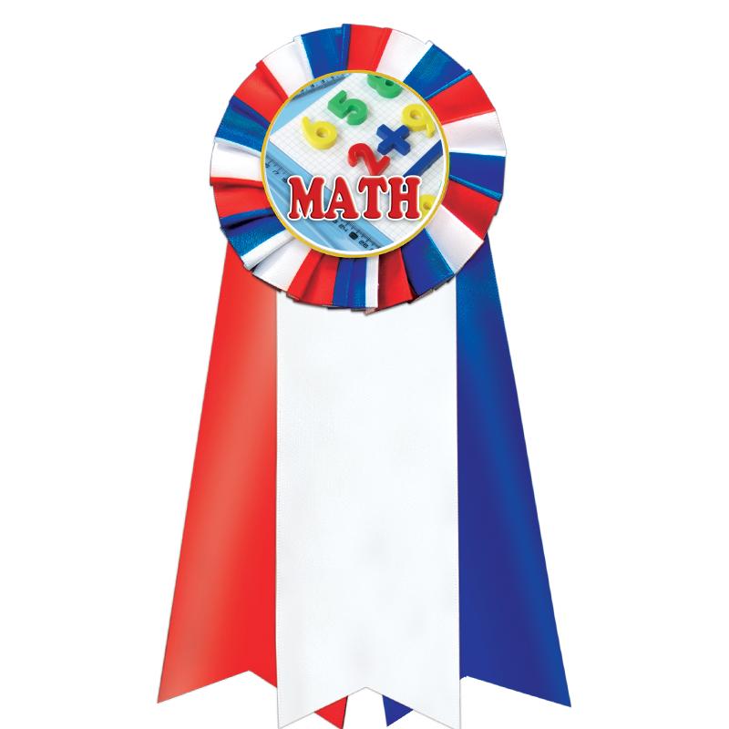 7"JUMBO RD/WH/BLUE MYL ROSETTE