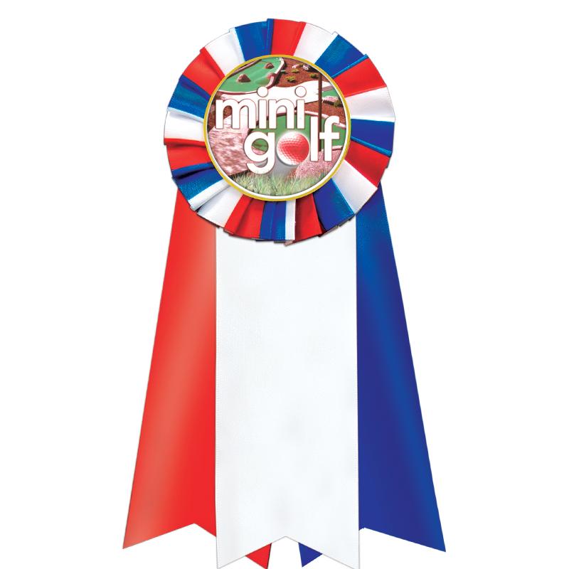 7"JUMBO RD/WH/BLUE MYL ROSETTE