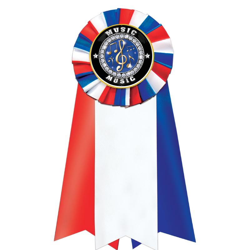7"JUMBO RD/WH/BLUE MYL ROSETTE