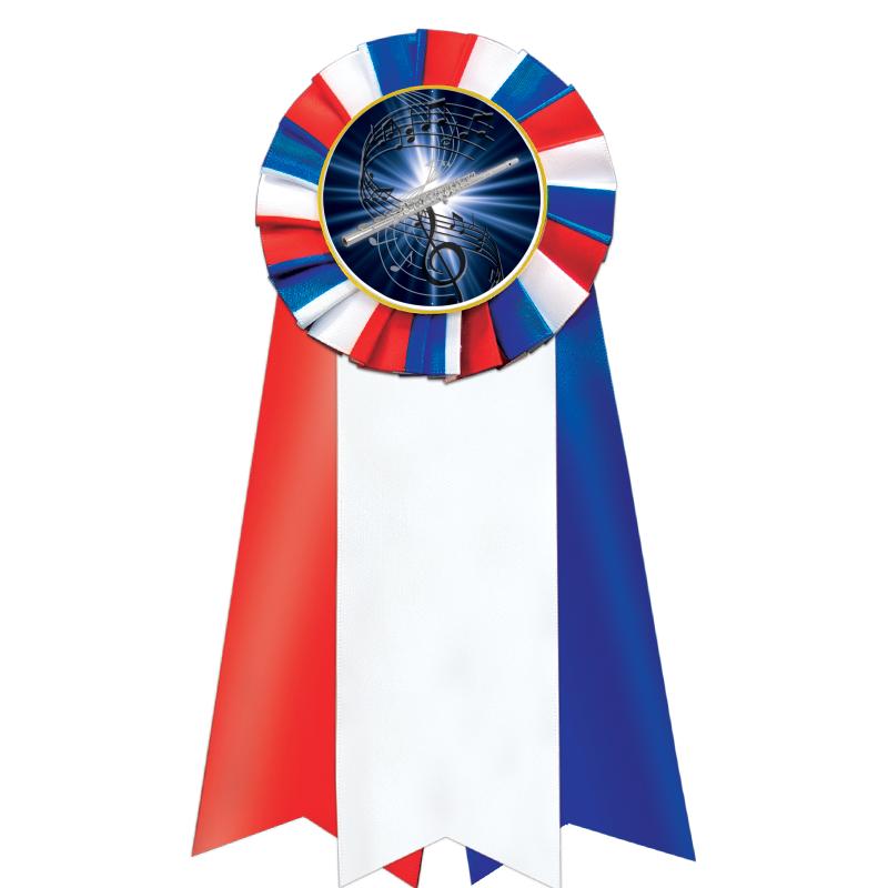 7"JUMBO RD/WH/BLUE MYL ROSETTE