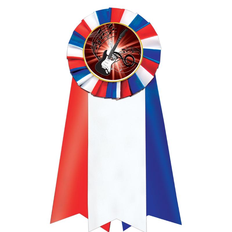 7"JUMBO RD/WH/BLUE MYL ROSETTE