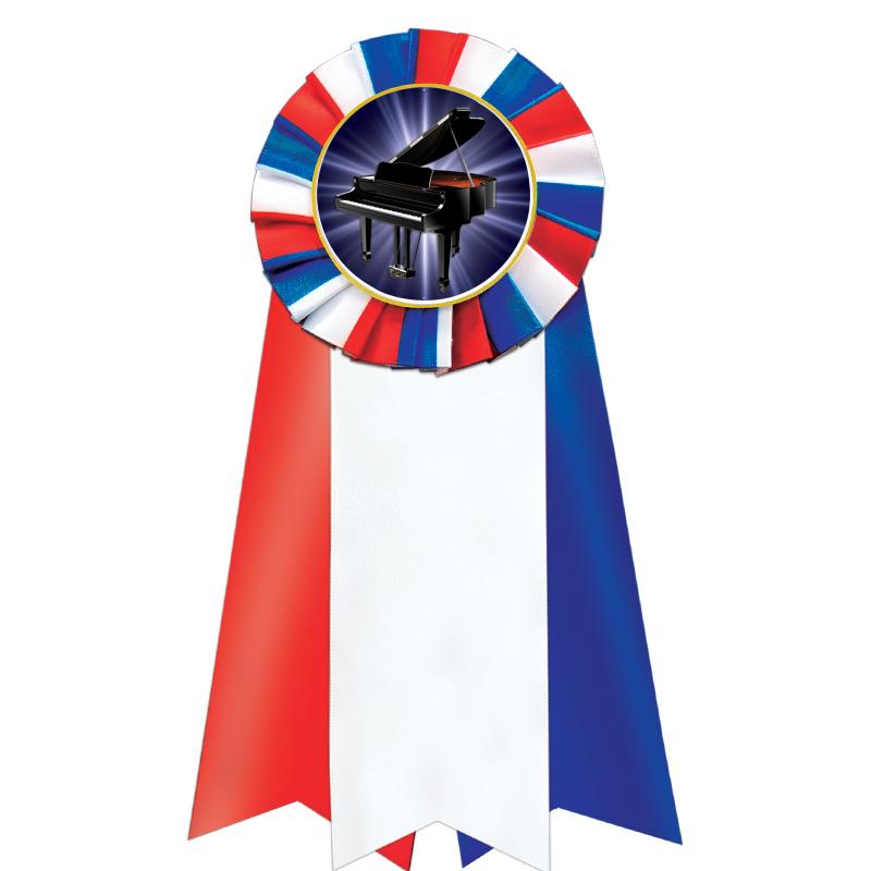 7"JUMBO RD/WH/BLUE MYL ROSETTE