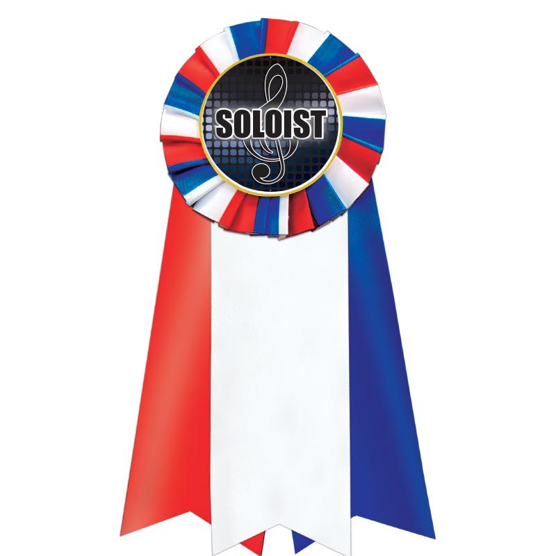 7"JUMBO RD/WH/BLUE MYL ROSETTE