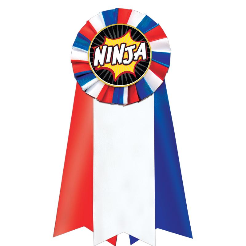 7"JUMBO RD/WH/BLUE MYL ROSETTE