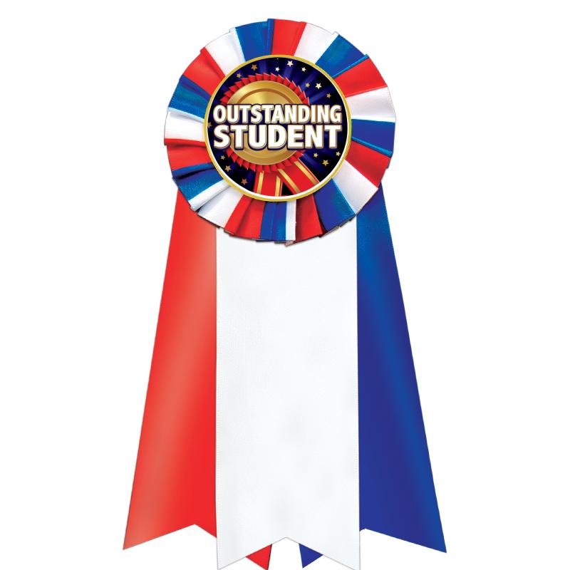 7"JUMBO RD/WH/BLUE MYL ROSETTE