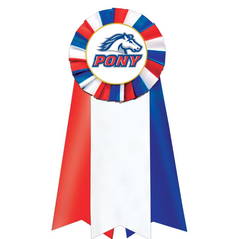 7"JUMBO RD/WH/BLUE MYL ROSETTE