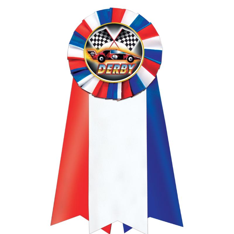 7"JUMBO RD/WH/BLUE MYL ROSETTE