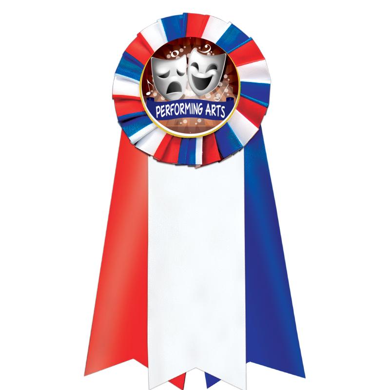 7"JUMBO RD/WH/BLUE MYL ROSETTE