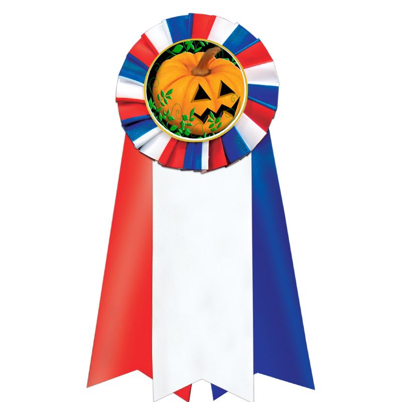 7"JUMBO RD/WH/BLUE MYL ROSETTE