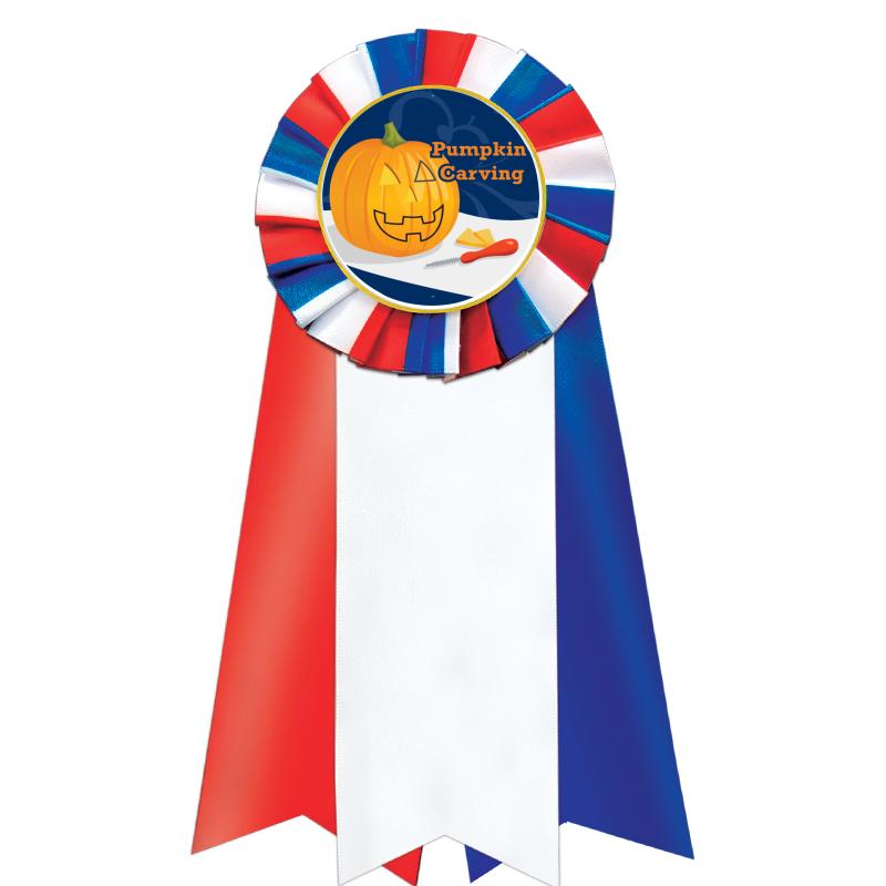 7"JUMBO RD/WH/BLUE MYL ROSETTE