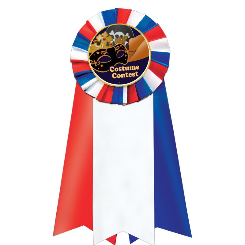 7"JUMBO RD/WH/BLUE MYL ROSETTE