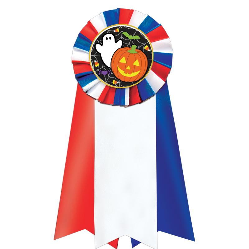 7"JUMBO RD/WH/BLUE MYL ROSETTE