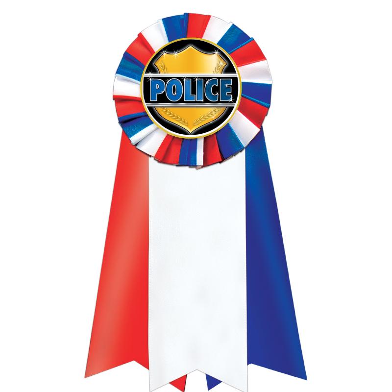 7"JUMBO RD/WH/BLUE MYL ROSETTE