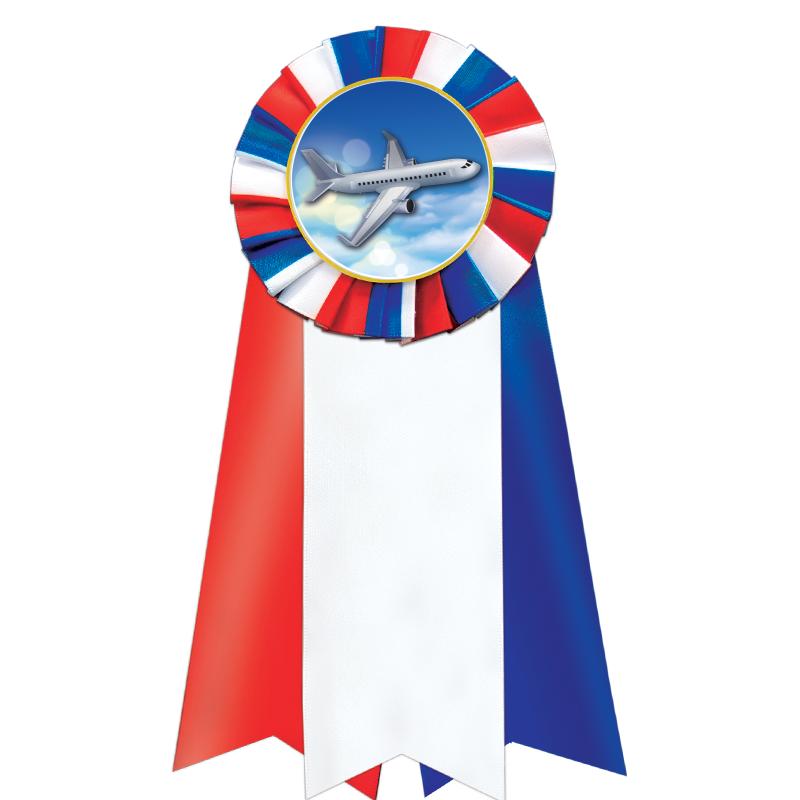 7"JUMBO RD/WH/BLUE MYL ROSETTE