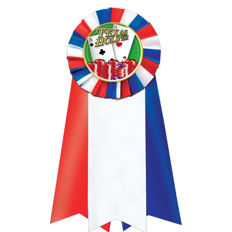 7"JUMBO RD/WH/BLUE MYL ROSETTE