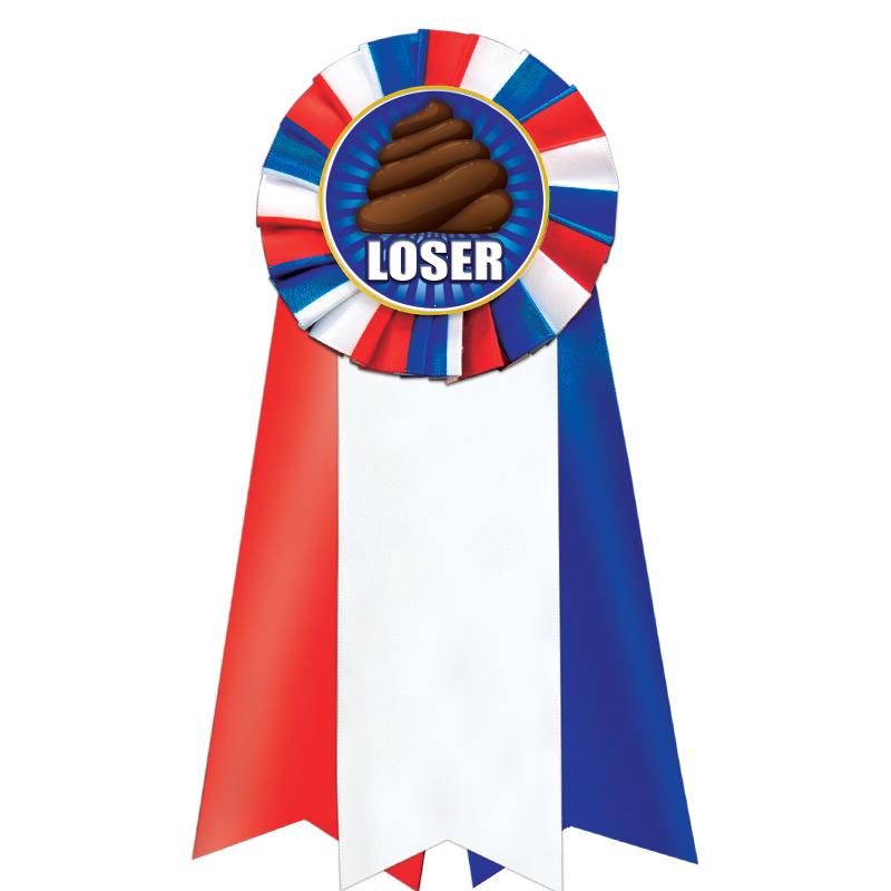 7"JUMBO RD/WH/BLUE MYL ROSETTE