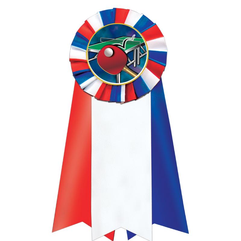 7"JUMBO RD/WH/BLUE MYL ROSETTE