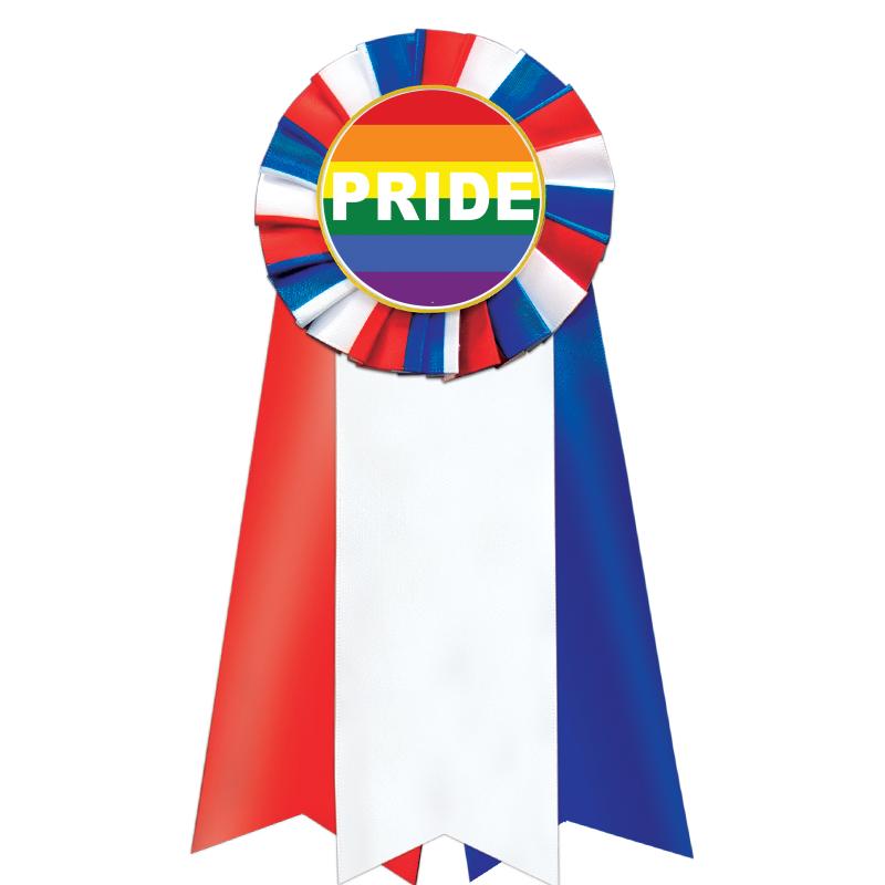 7"JUMBO RD/WH/BLUE MYL ROSETTE