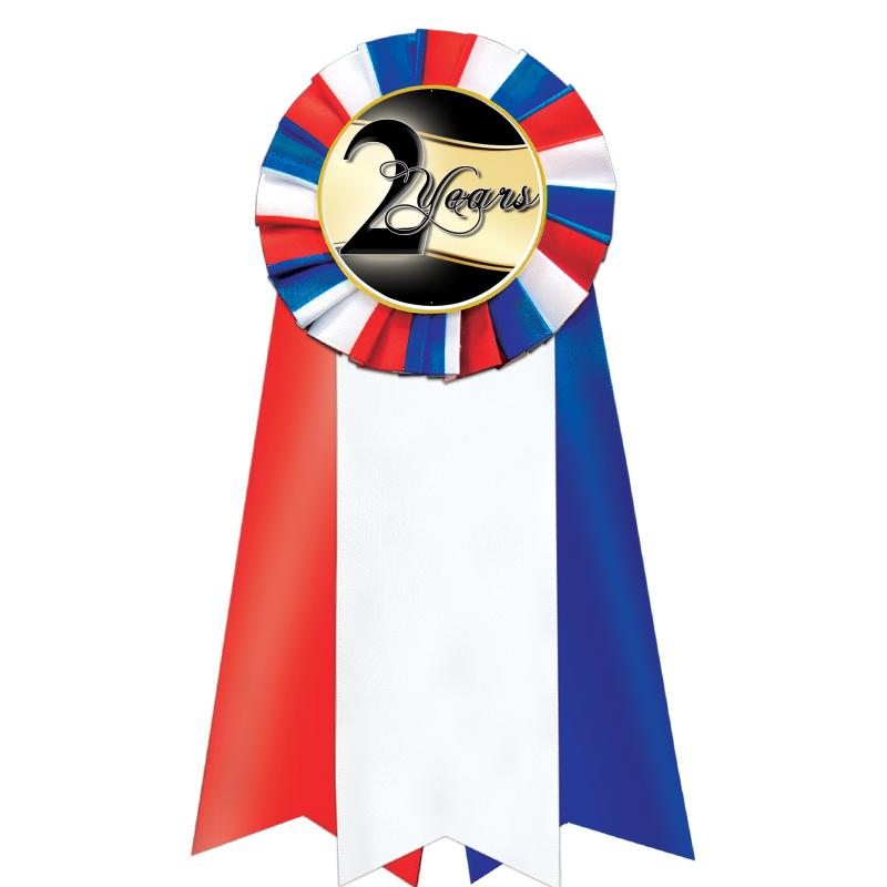 7"JUMBO RD/WH/BLUE MYL ROSETTE