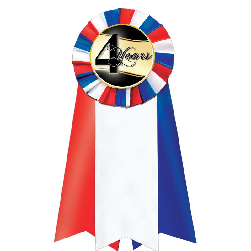 7"JUMBO RD/WH/BLUE MYL ROSETTE