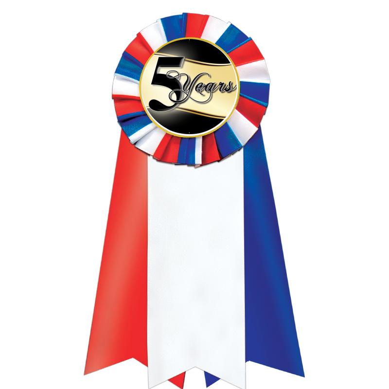 7"JUMBO RD/WH/BLUE MYL ROSETTE