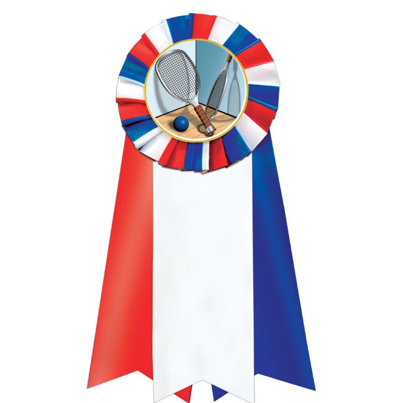 7"JUMBO RD/WH/BLUE MYL ROSETTE