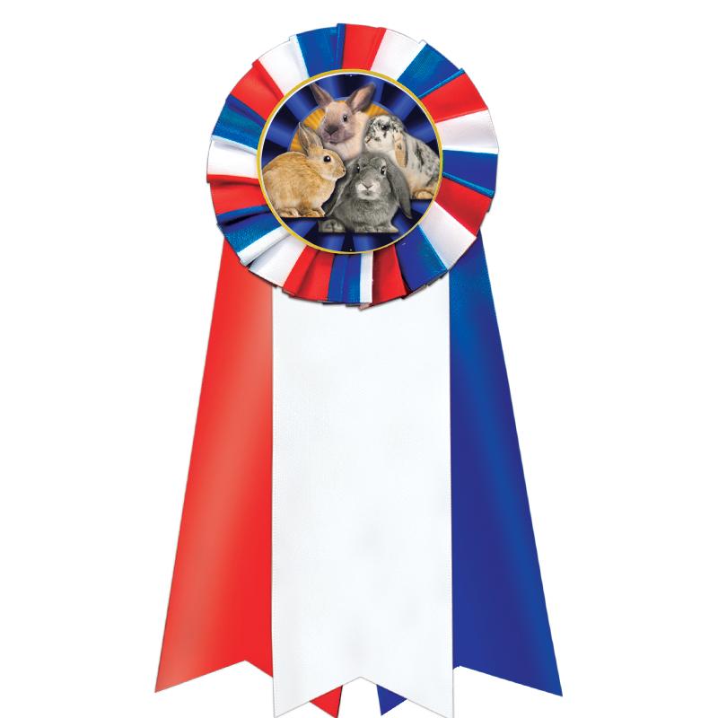 7"JUMBO RD/WH/BLUE MYL ROSETTE