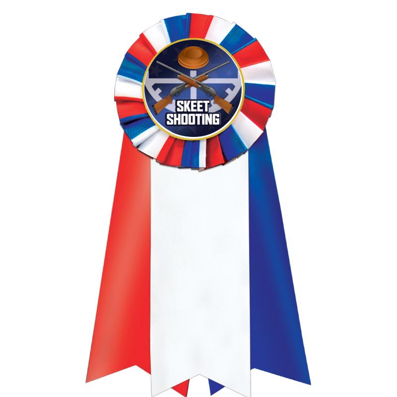 7"JUMBO RD/WH/BLUE MYL ROSETTE