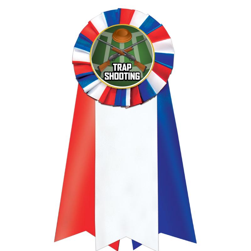 7"JUMBO RD/WH/BLUE MYL ROSETTE