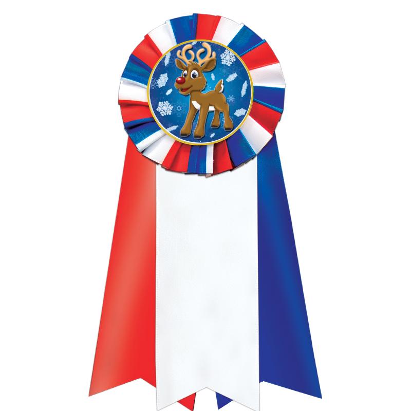 7"JUMBO RD/WH/BLUE MYL ROSETTE