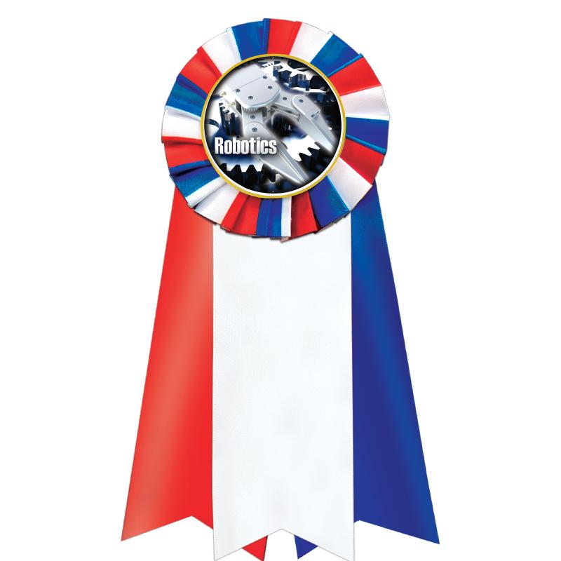 7"JUMBO RD/WH/BLUE MYL ROSETTE